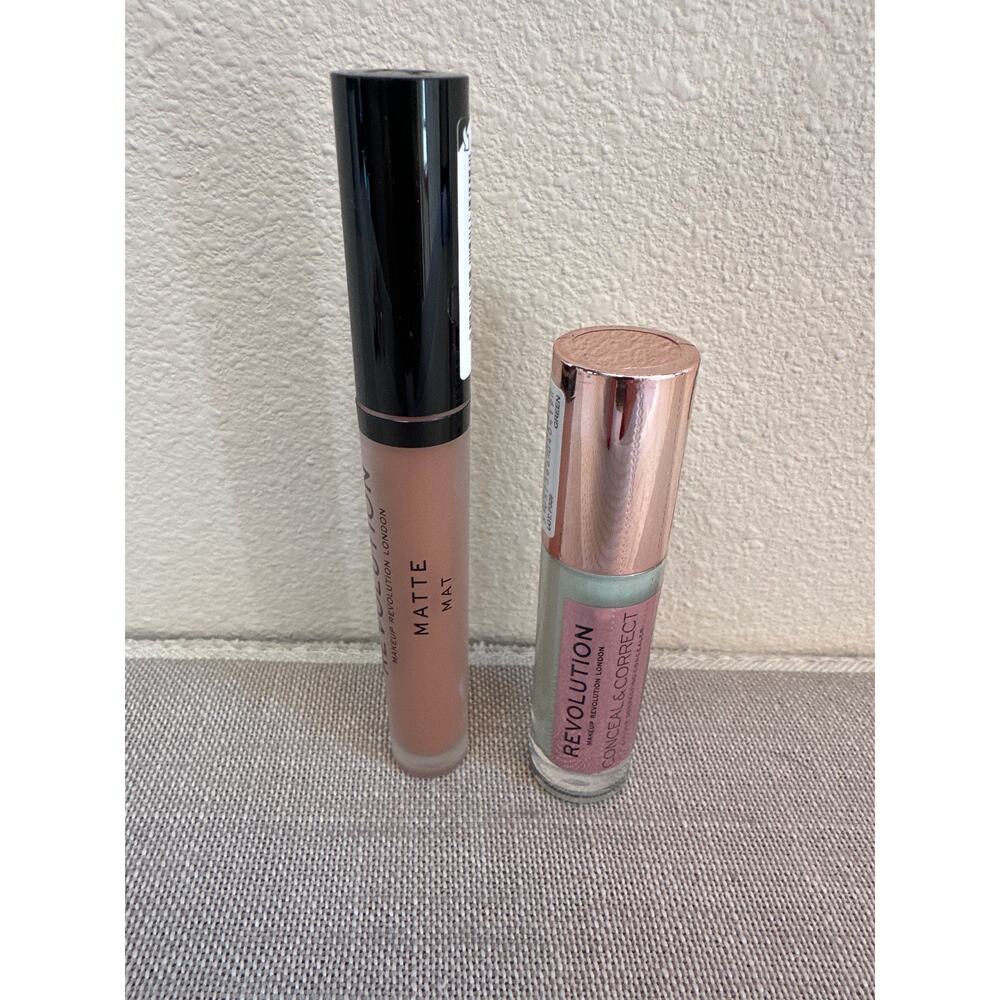 Revolution Matte Lip Gloss in head Turner & Conceal & Correct in Green NEW